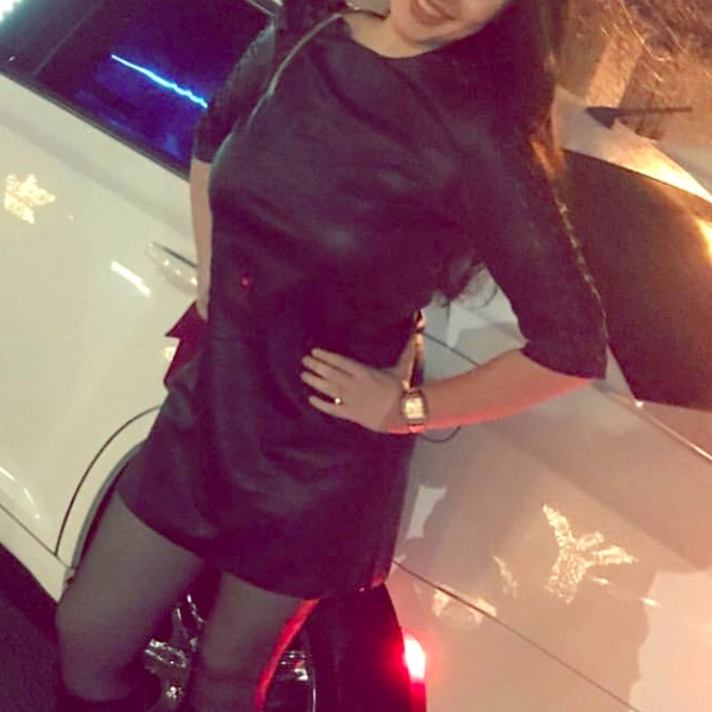 Zara long sleeve leather mini dress